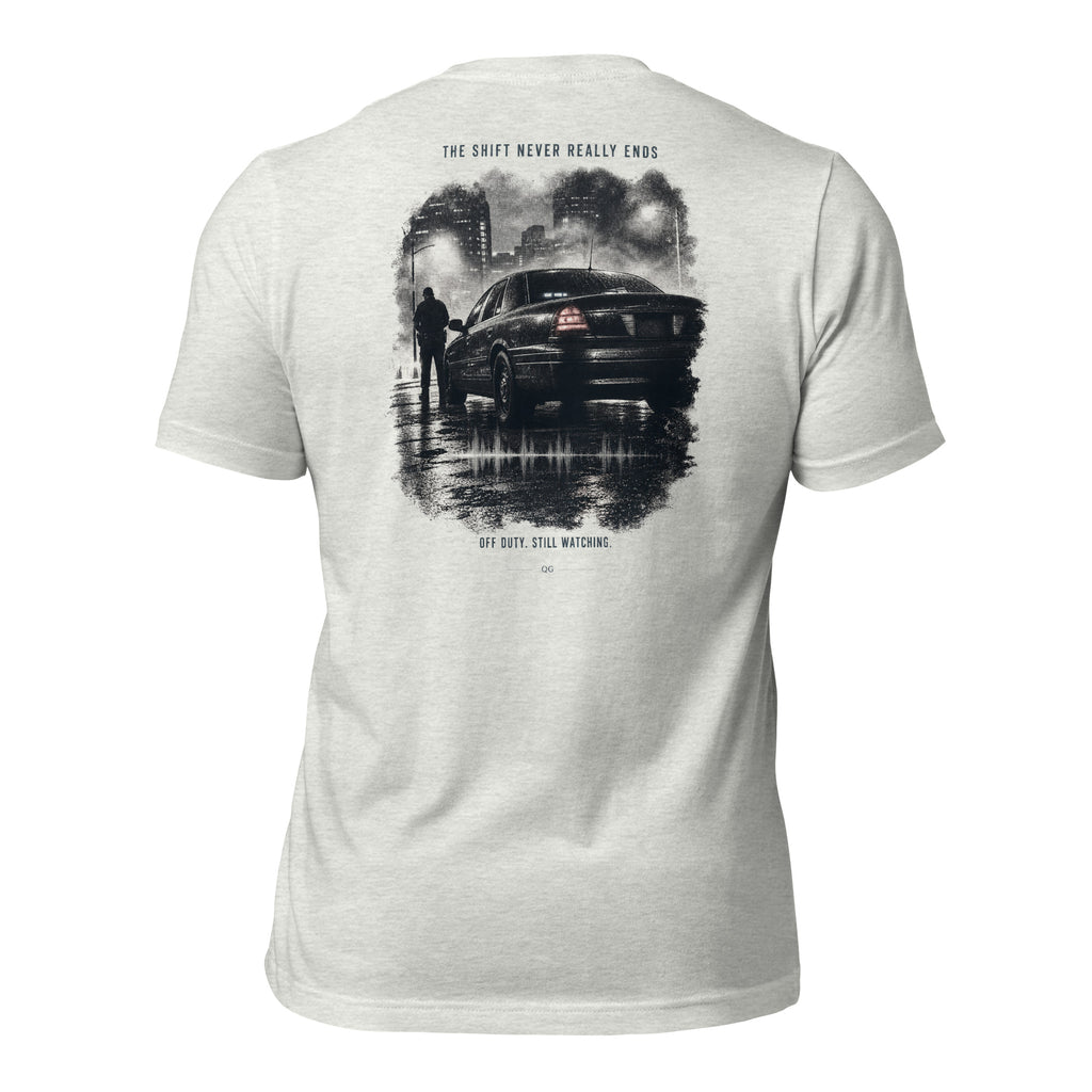 The Shift Never Really Ends Tee in Ash — back view
