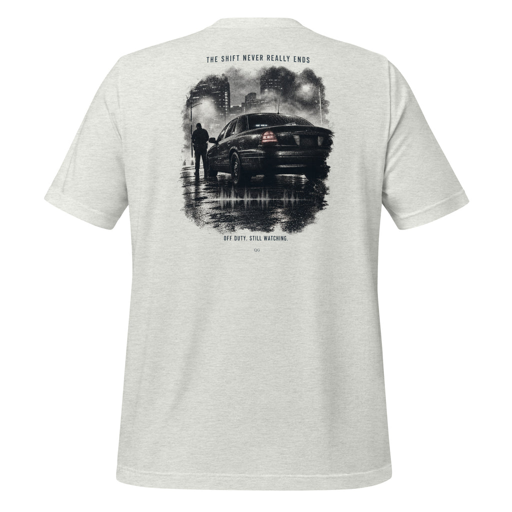 The Shift Never Really Ends Tee in Ash — back view