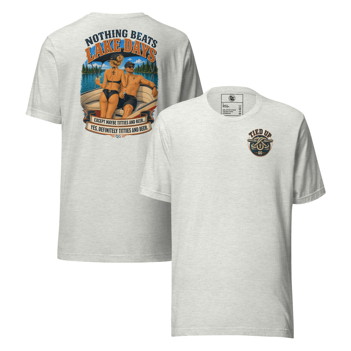 Nothing Beats Lake Days Tee in Ash — front and back