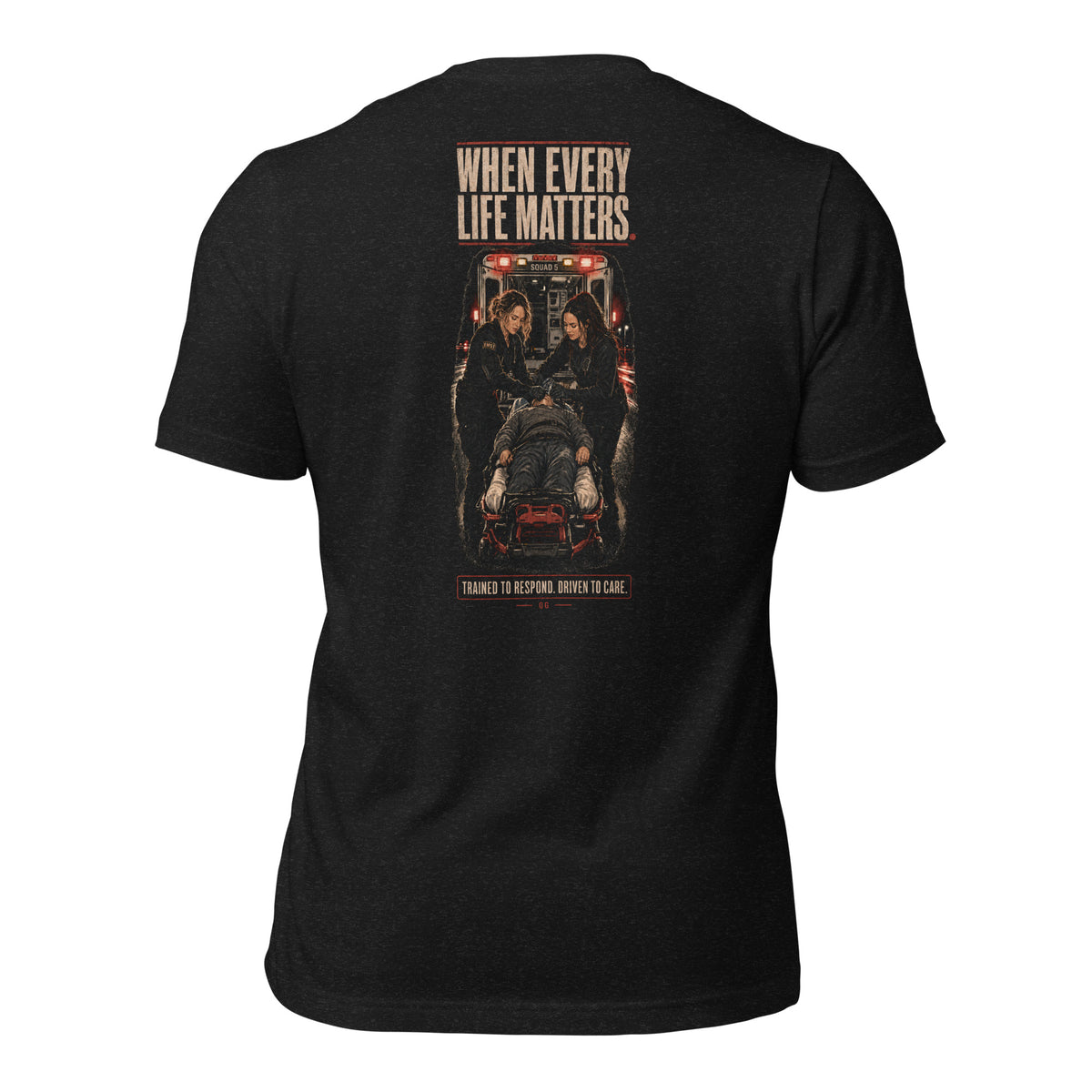 Every Life Matters EMS Tee — black heather back