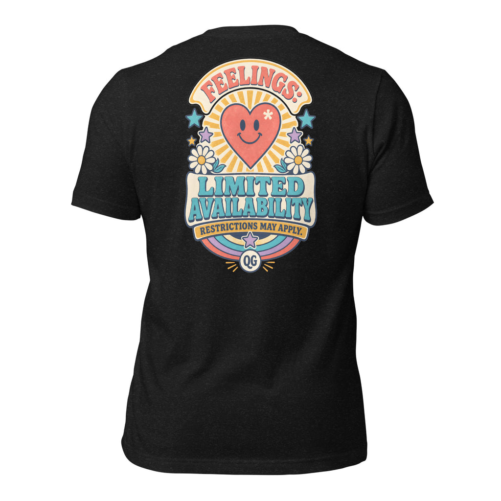 Feelings: Limited Availability Tee — black heather back