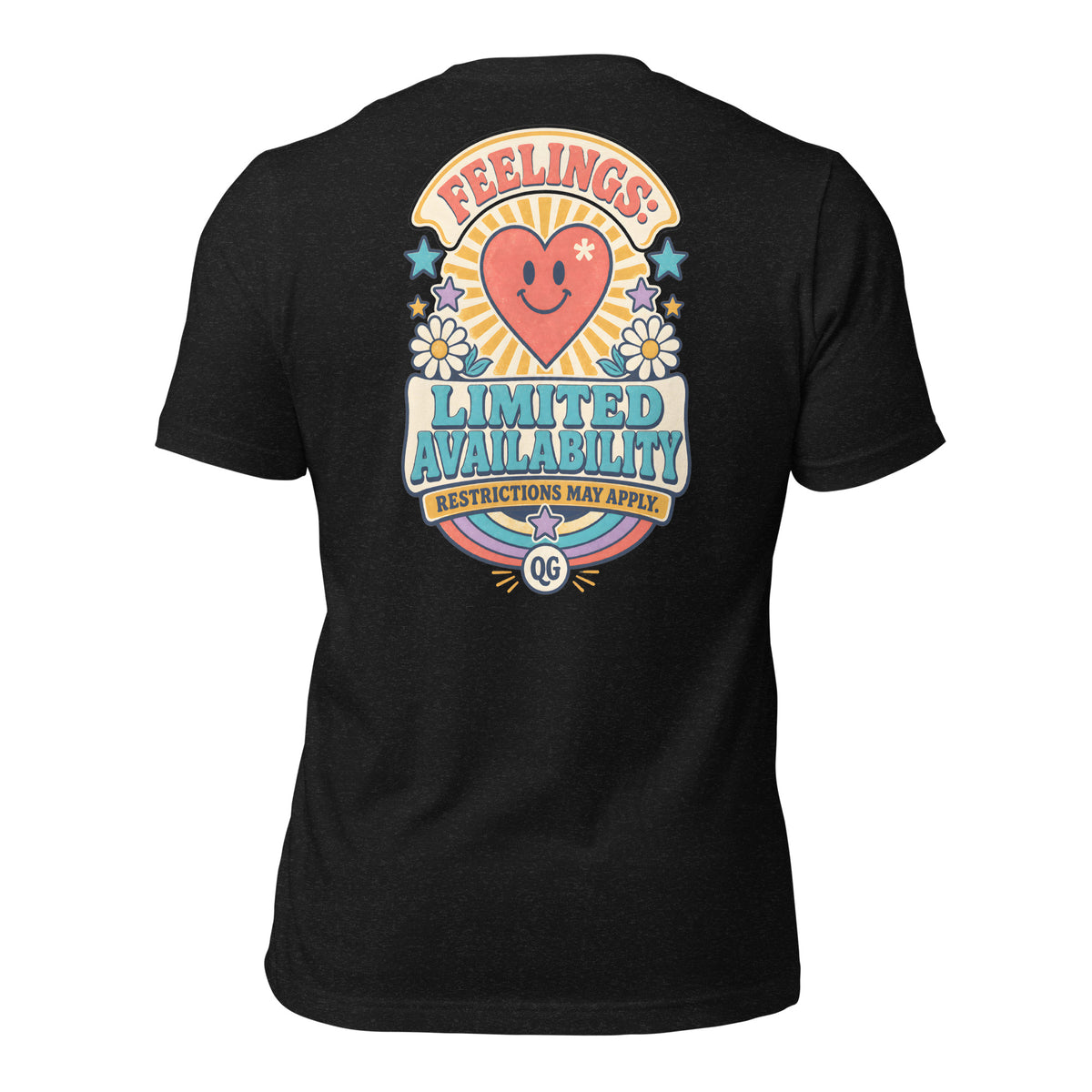 Feelings: Limited Availability Tee — black heather back
