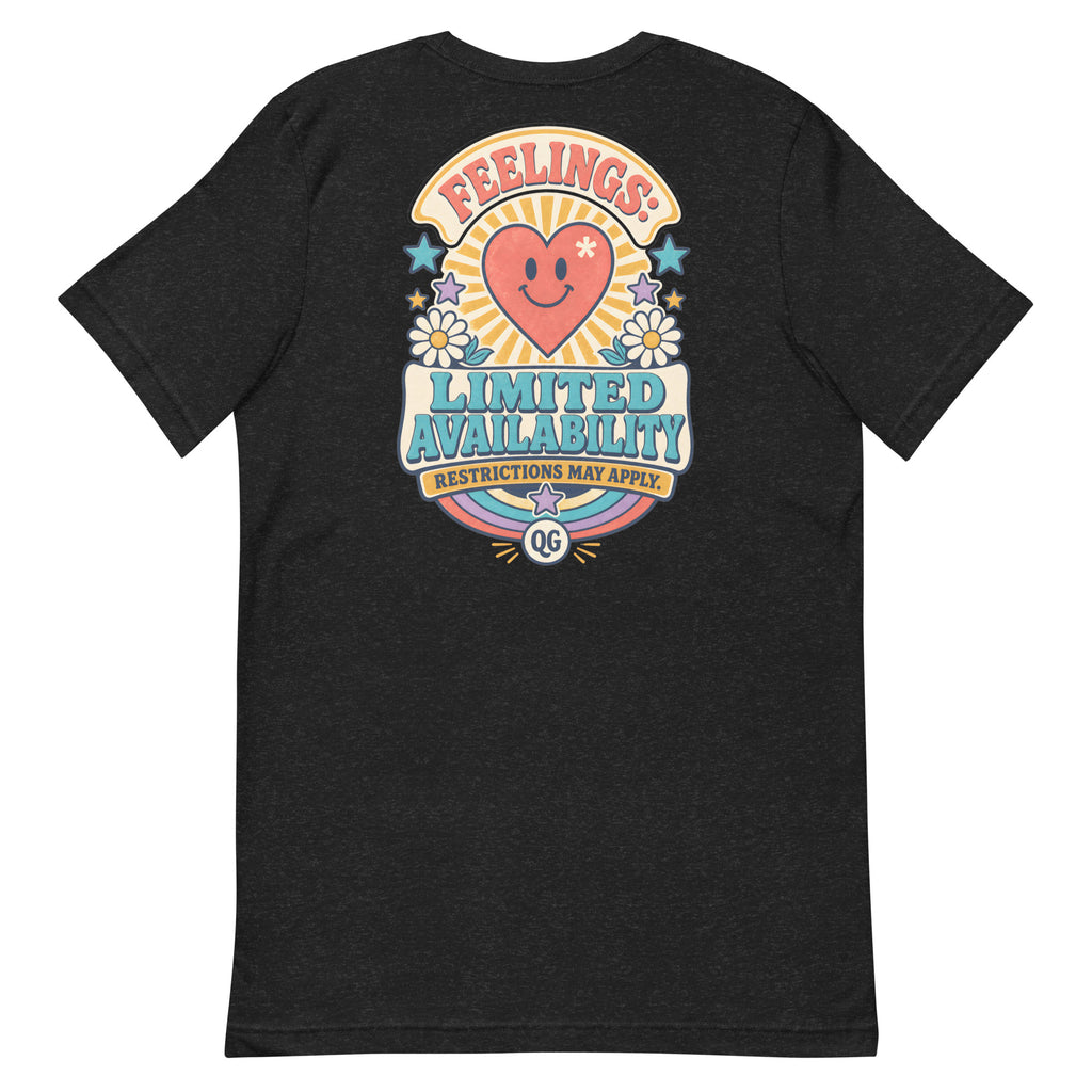Feelings: Limited Availability Tee — black heather back