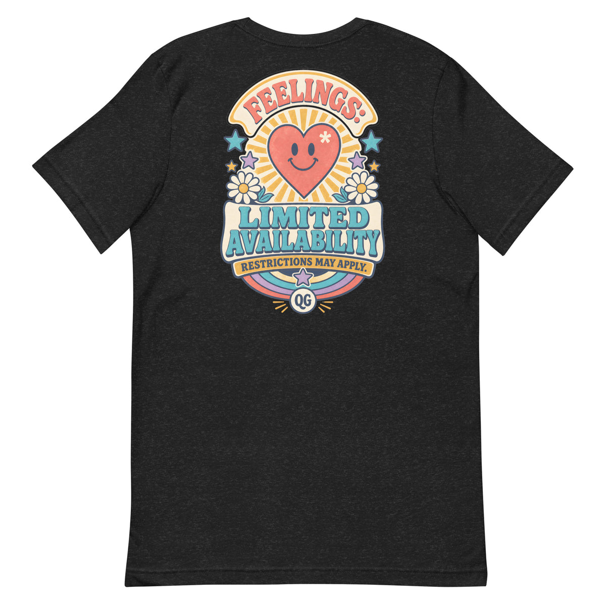 Feelings: Limited Availability Tee — black heather back