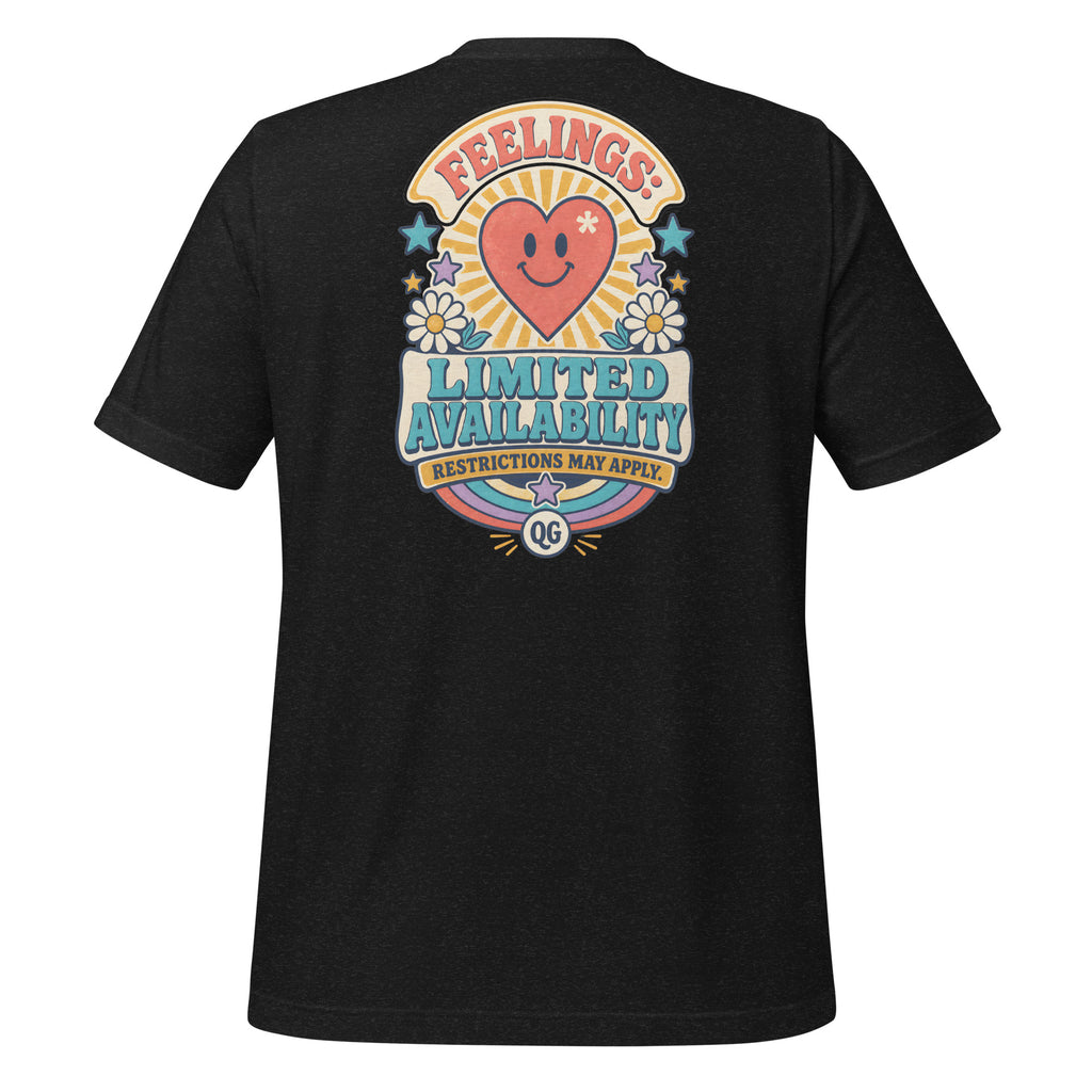 Feelings: Limited Availability Tee — black heather back