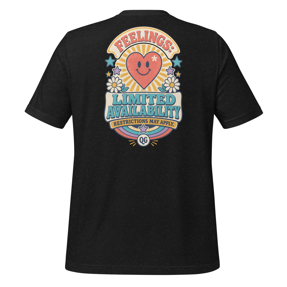 Feelings: Limited Availability Tee — black heather back