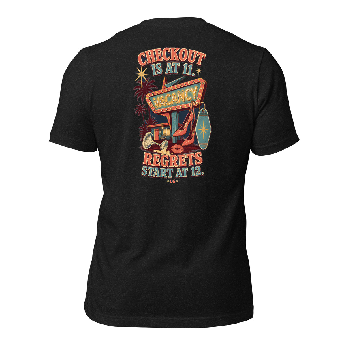 Checkout at 11. Regrets at 12 — black heather back