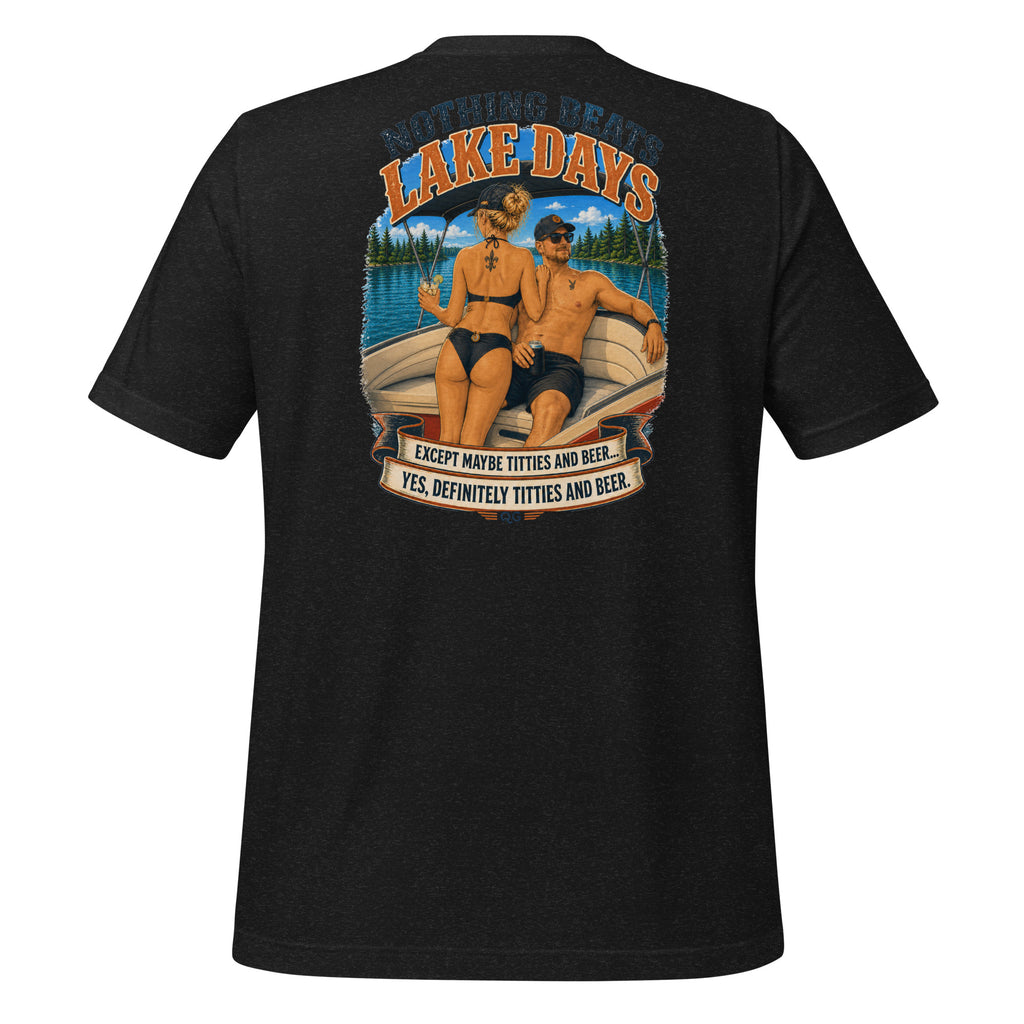 Nothing Beats Lake Days Tee in Black Heather — back view