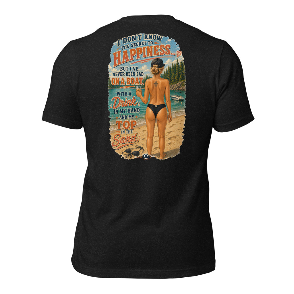 Never Sad on a Boat Tee in Black Heather — back view