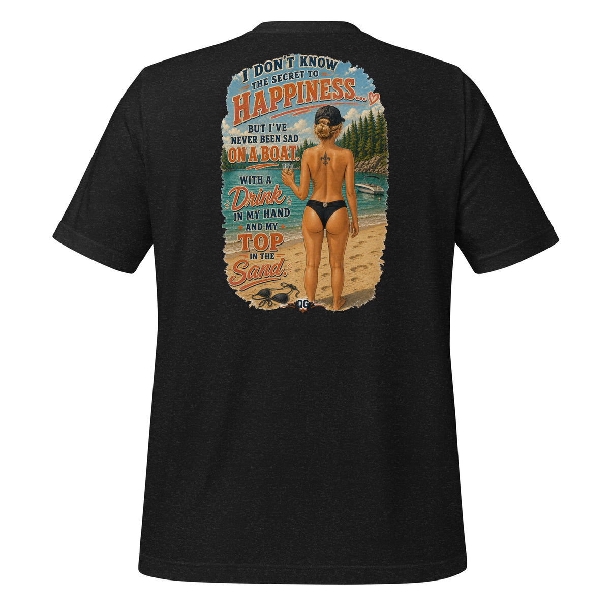 Never Sad on a Boat Tee in Black Heather — back view