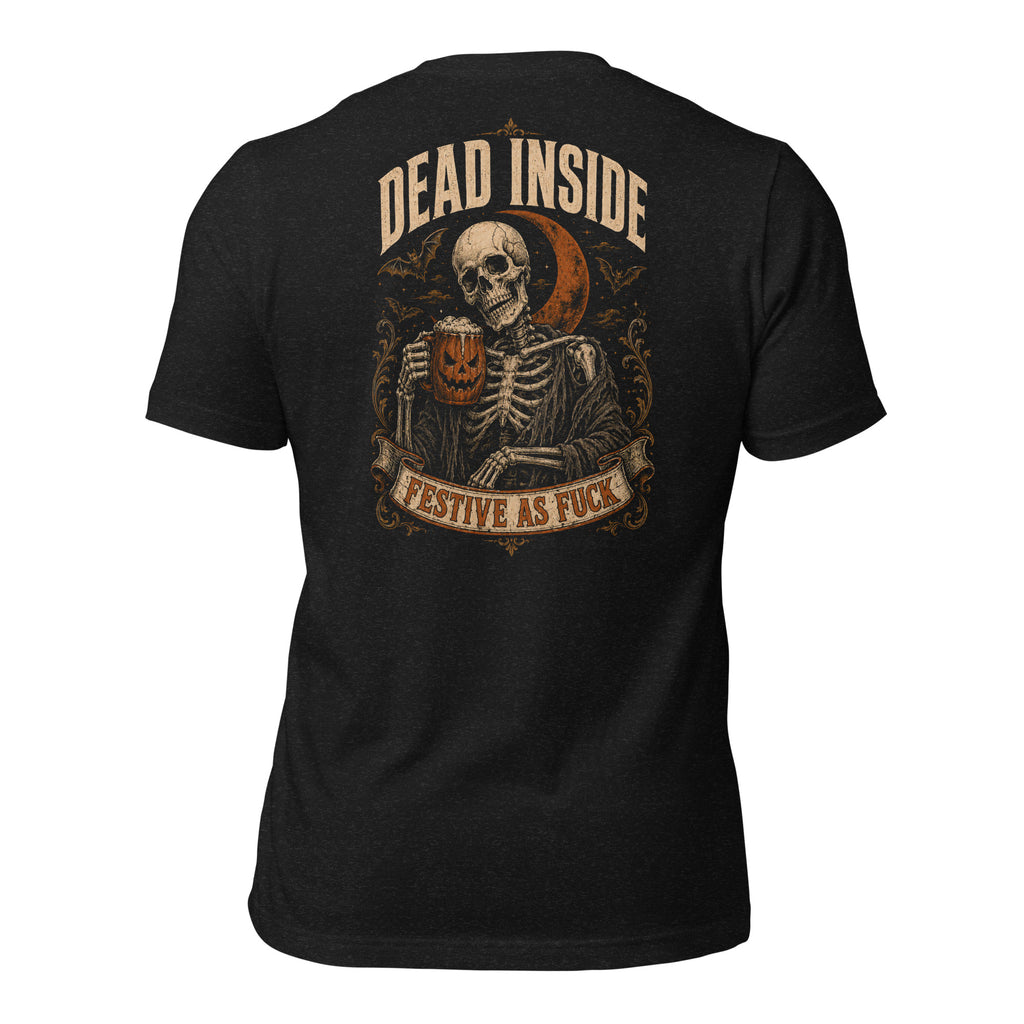 Dead Inside Halloween Tee in Black Heather — back view