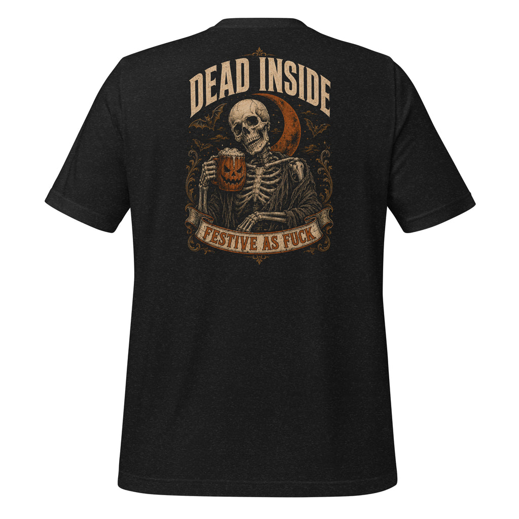 Dead Inside Halloween Tee in Black Heather — back view