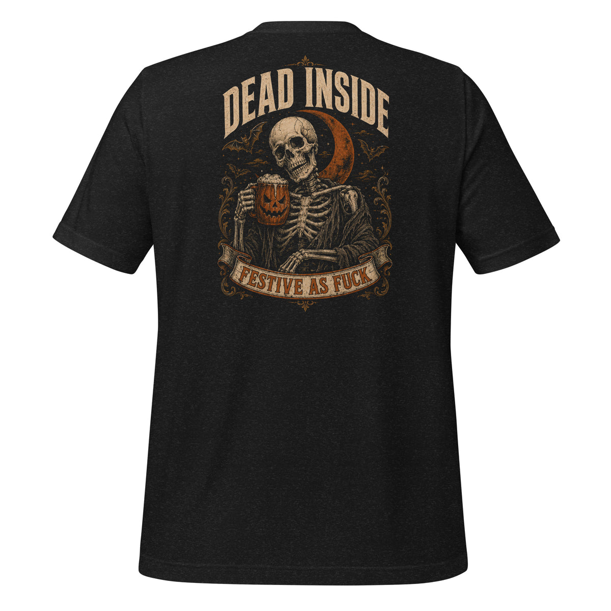 Dead Inside Halloween Tee in Black Heather — back view