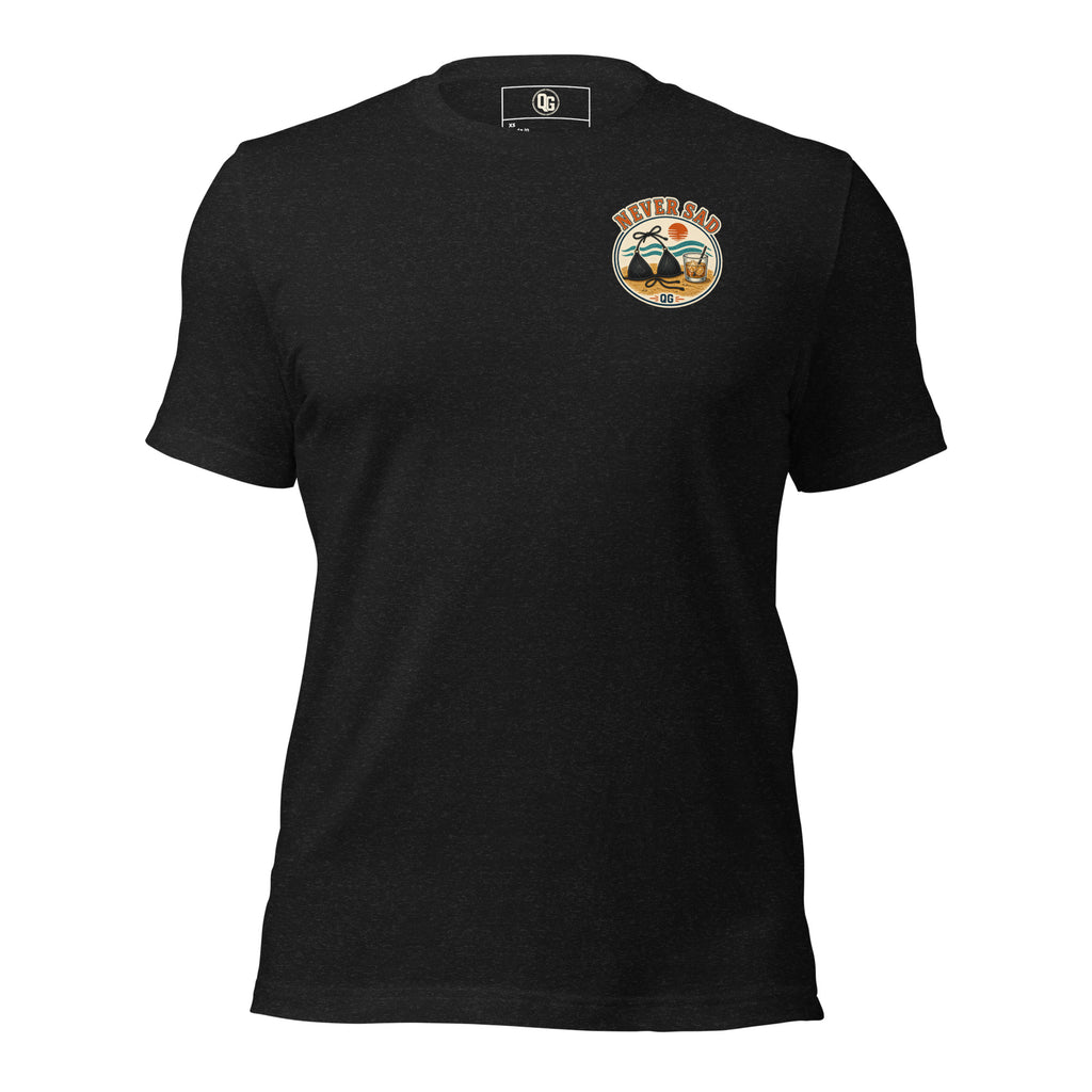 Never Sad on a Boat Tee in Black Heather — front view