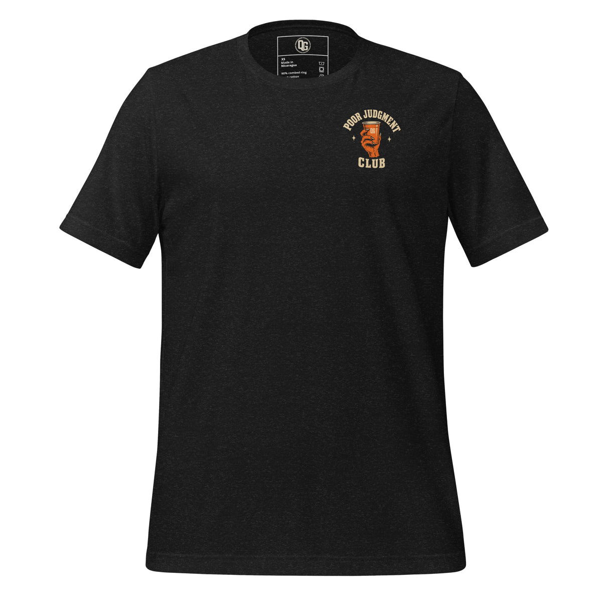 Summoned Against My Better Judgment Halloween Tee in Black Heather — front view
