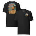 Never Sad on a Boat Tee in Black Heather — front and back