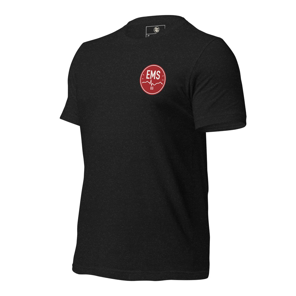 Calm in the Chaos EMS Tee — black heather left front