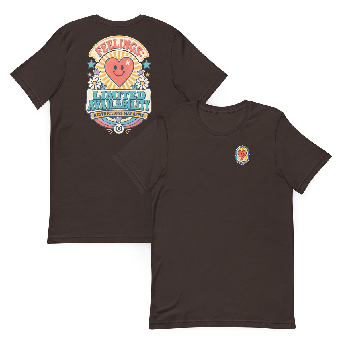 Feelings: Limited Availability Tee — brown front and back views