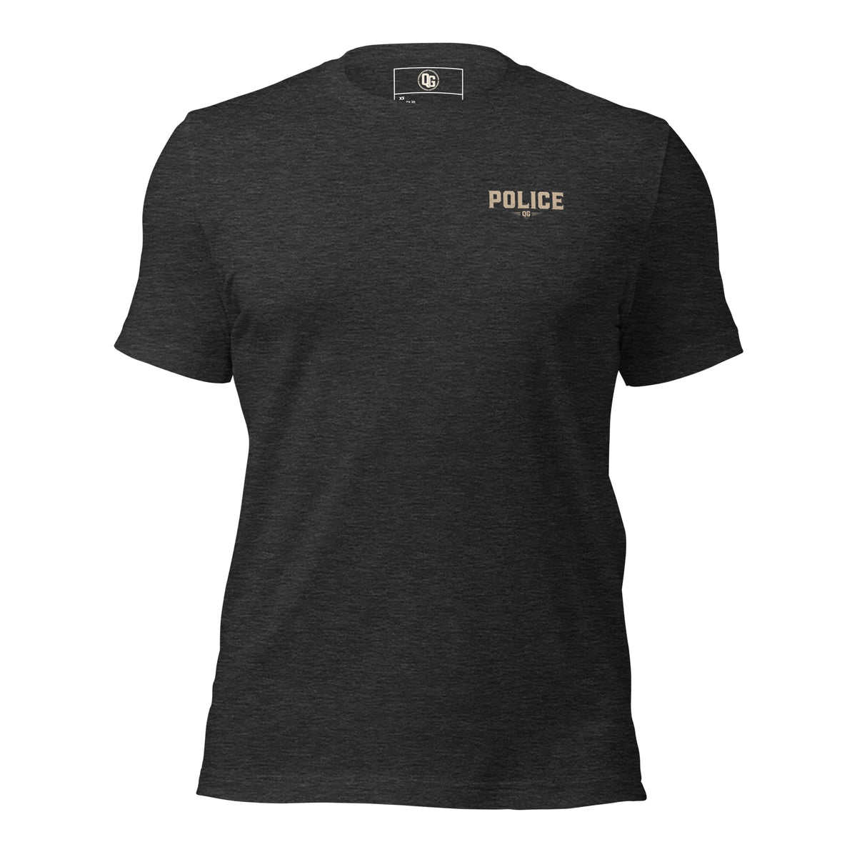 When Everybody Is Asleep Police Tee — dark grey heather front