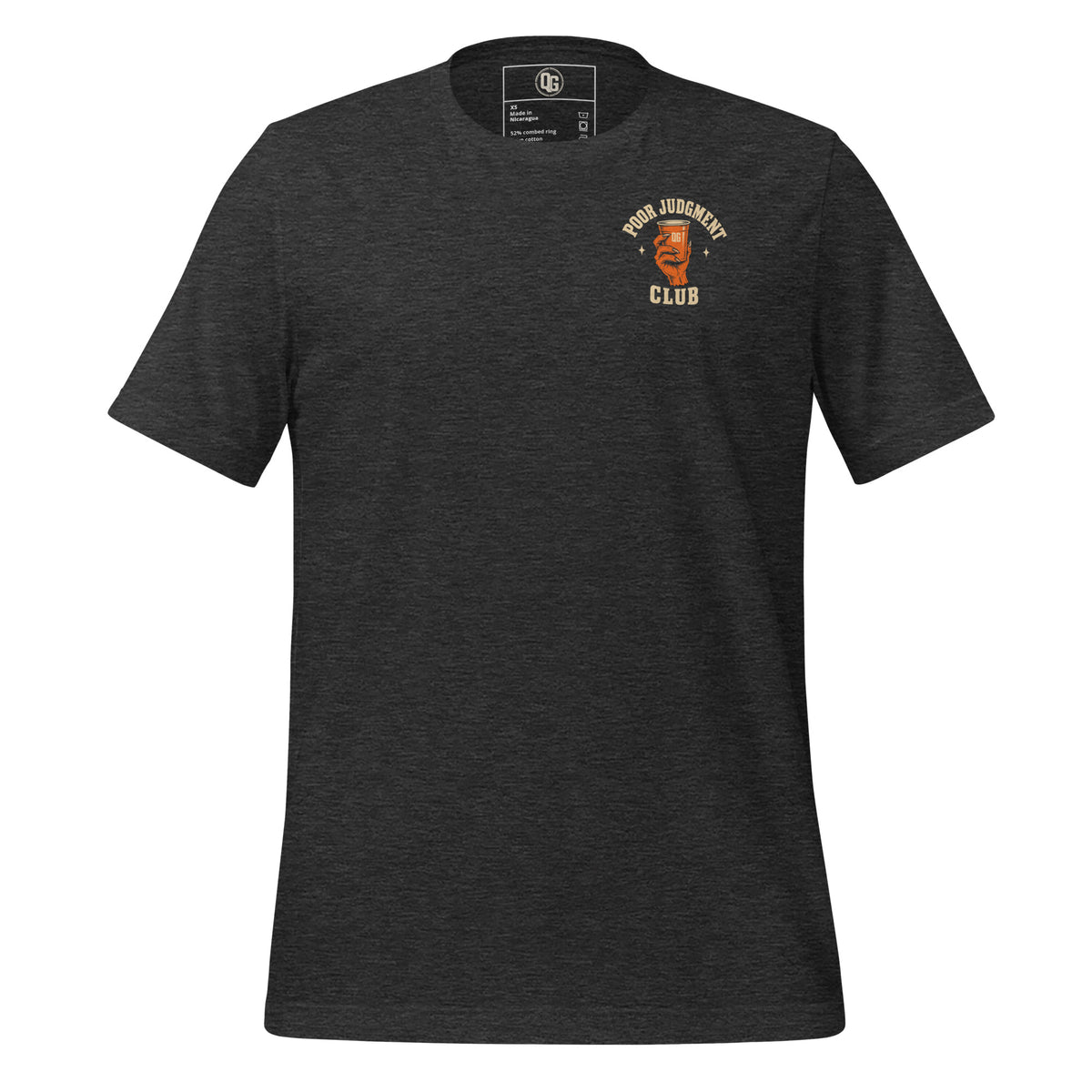 Summoned Against My Better Judgment Halloween Tee in Dark Grey Heather — front view