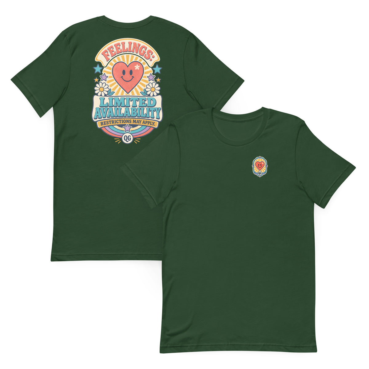 Feelings: Limited Availability Tee — forest front and back views