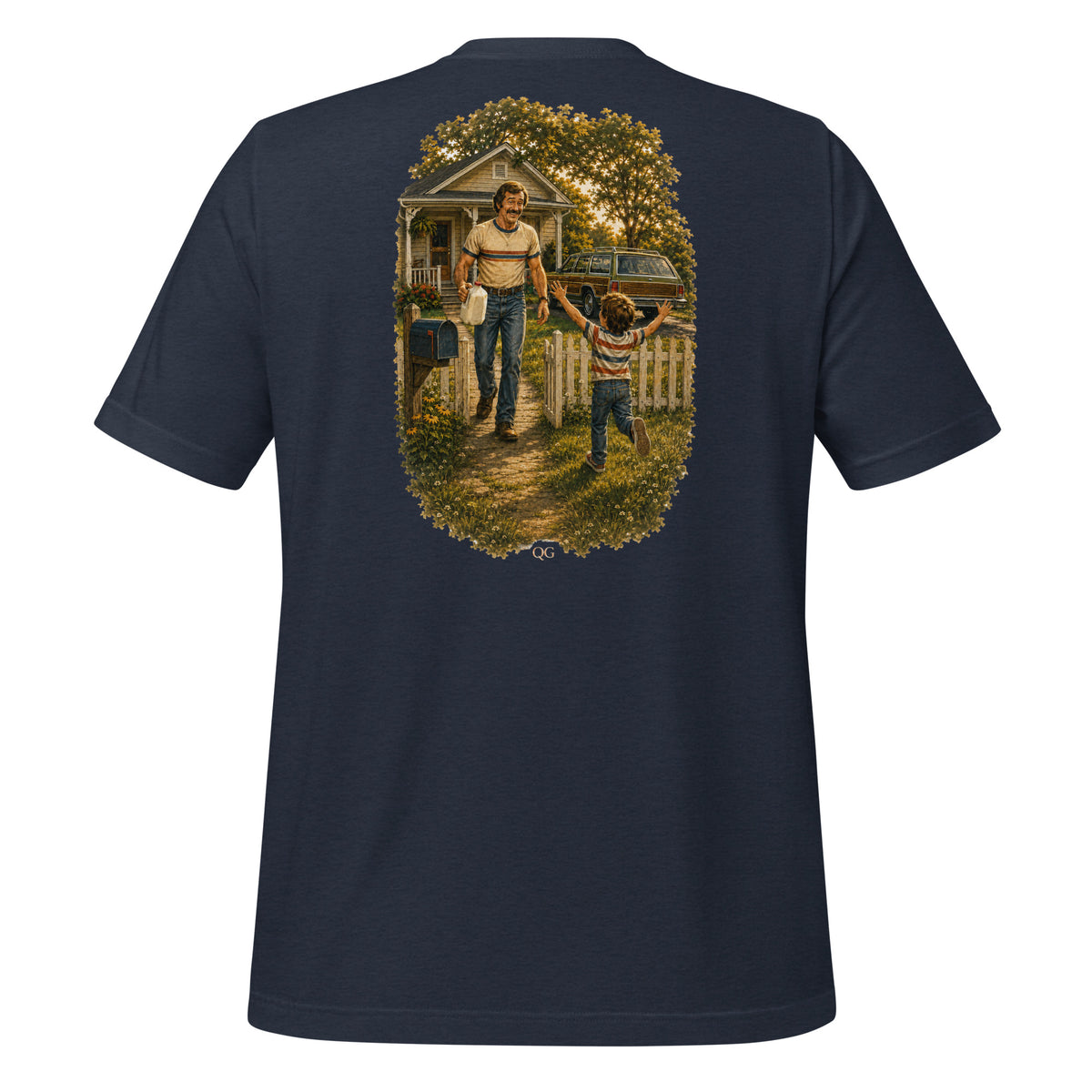 Actually Came Back Tee in Heather Navy — back view