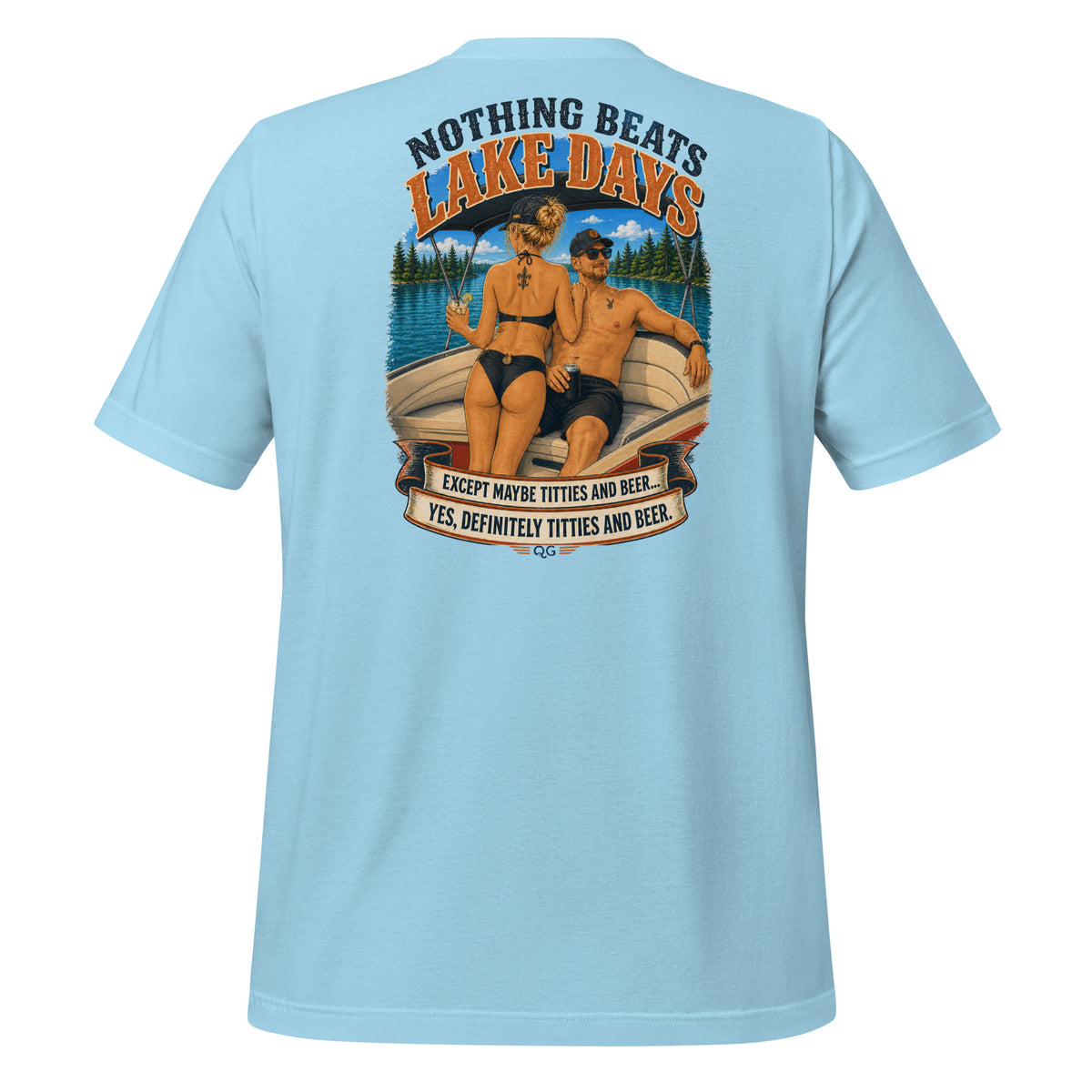 Nothing Beats Lake Days Tee in Ocean Blue — back view