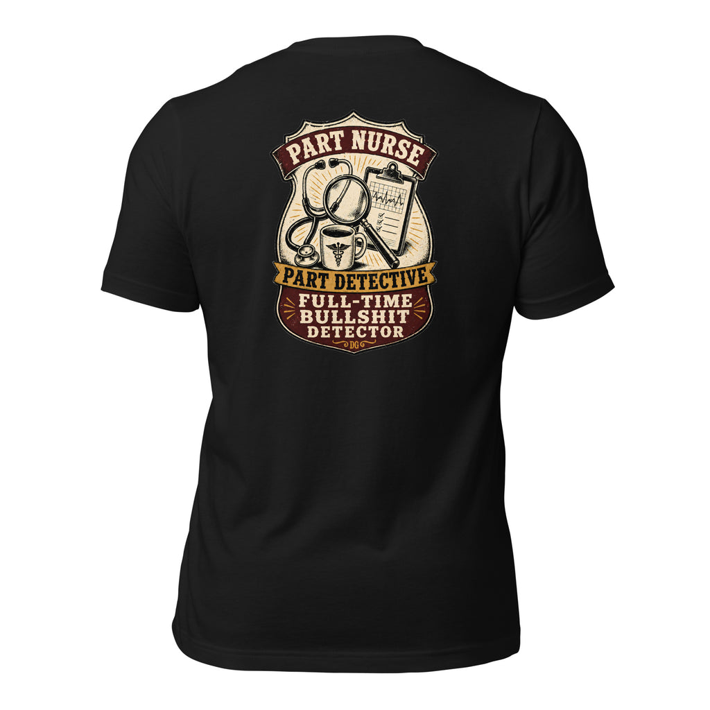 Nurse Detective Tee in Vintage Black — back view