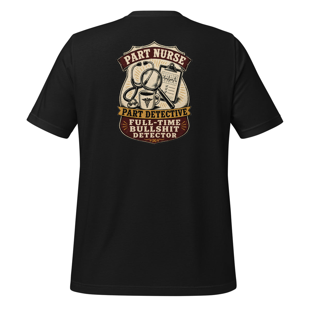 Nurse Detective Tee in Vintage Black — back view