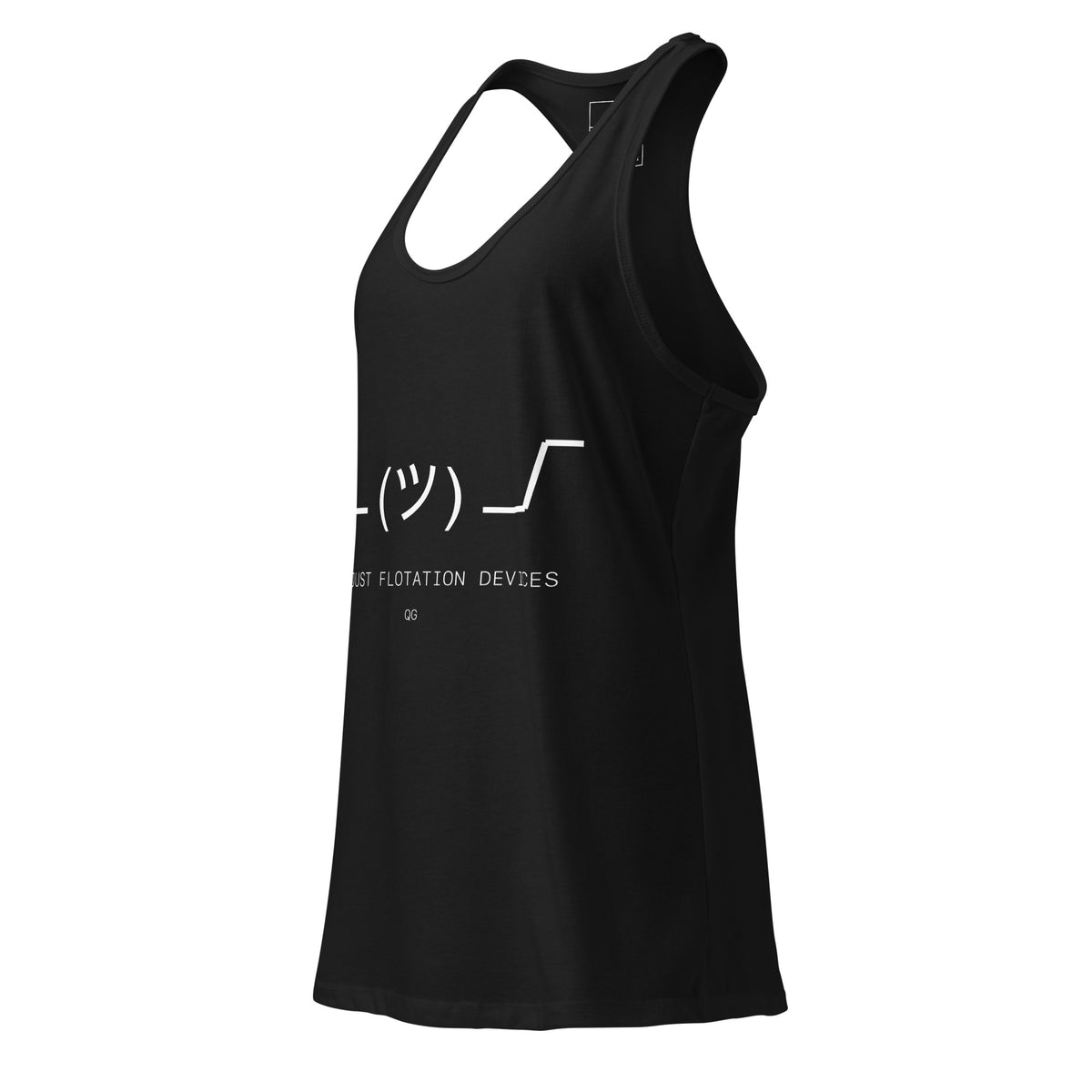 Not Just Flotation Devices Women’s Racerback Tank — womens ideal racerback tank top black left front